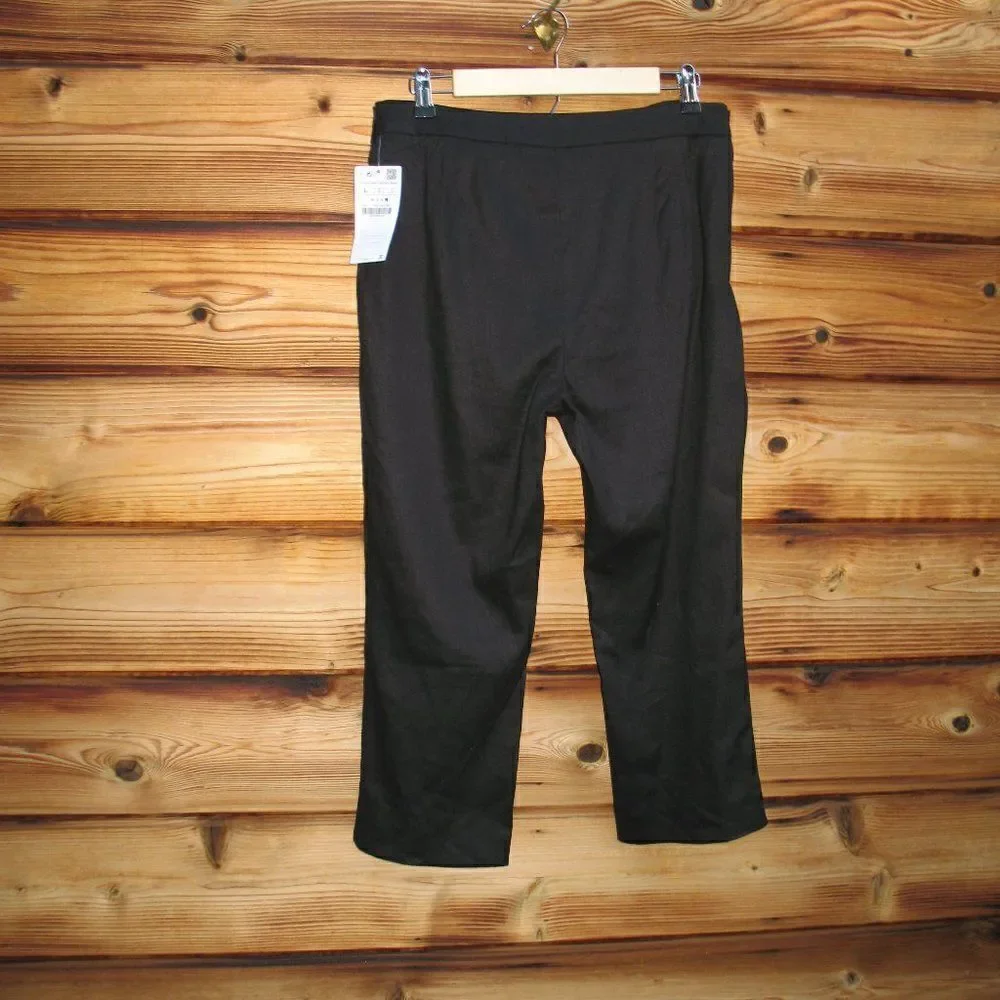 NWT Black Linen Blend Cropped High Waist Pants